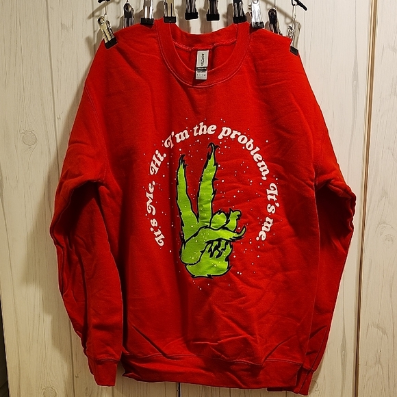 Gildan Tops - Gildan Red Sweatshirt with Green Graphic - New